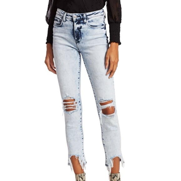 L'AGENCE High Line Skinny Jeans Calypso Distressed Destructed Acid Wash Size 25 - Picture 1 of 16